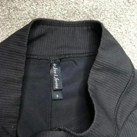 For The Love Of Lemons Leggings Black Color Ribbed Sz S - Picture 6 of 9